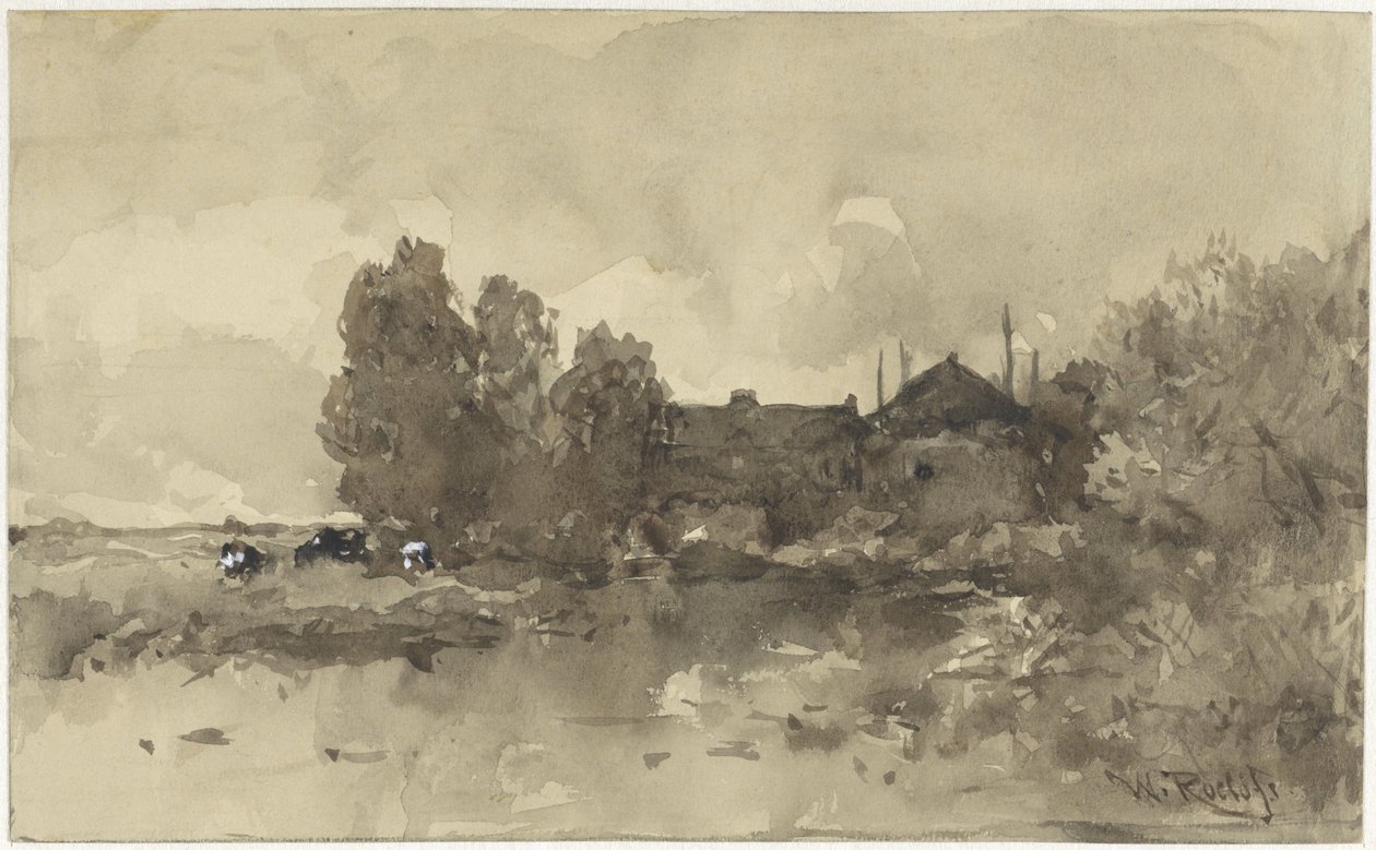 Paesaggio con fattoria da Willem Roelofs (I)