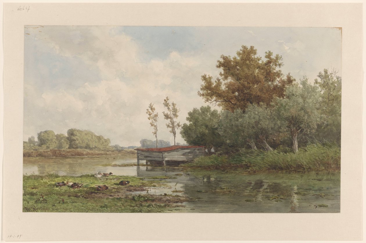 Paesaggio con acqua e anatre da Willem Roelofs (I)
