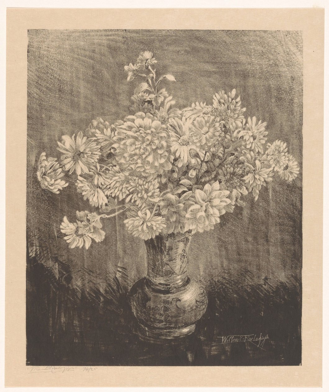 Crisantemi in un vaso da Willem Roelofs (II) (signed by artist)