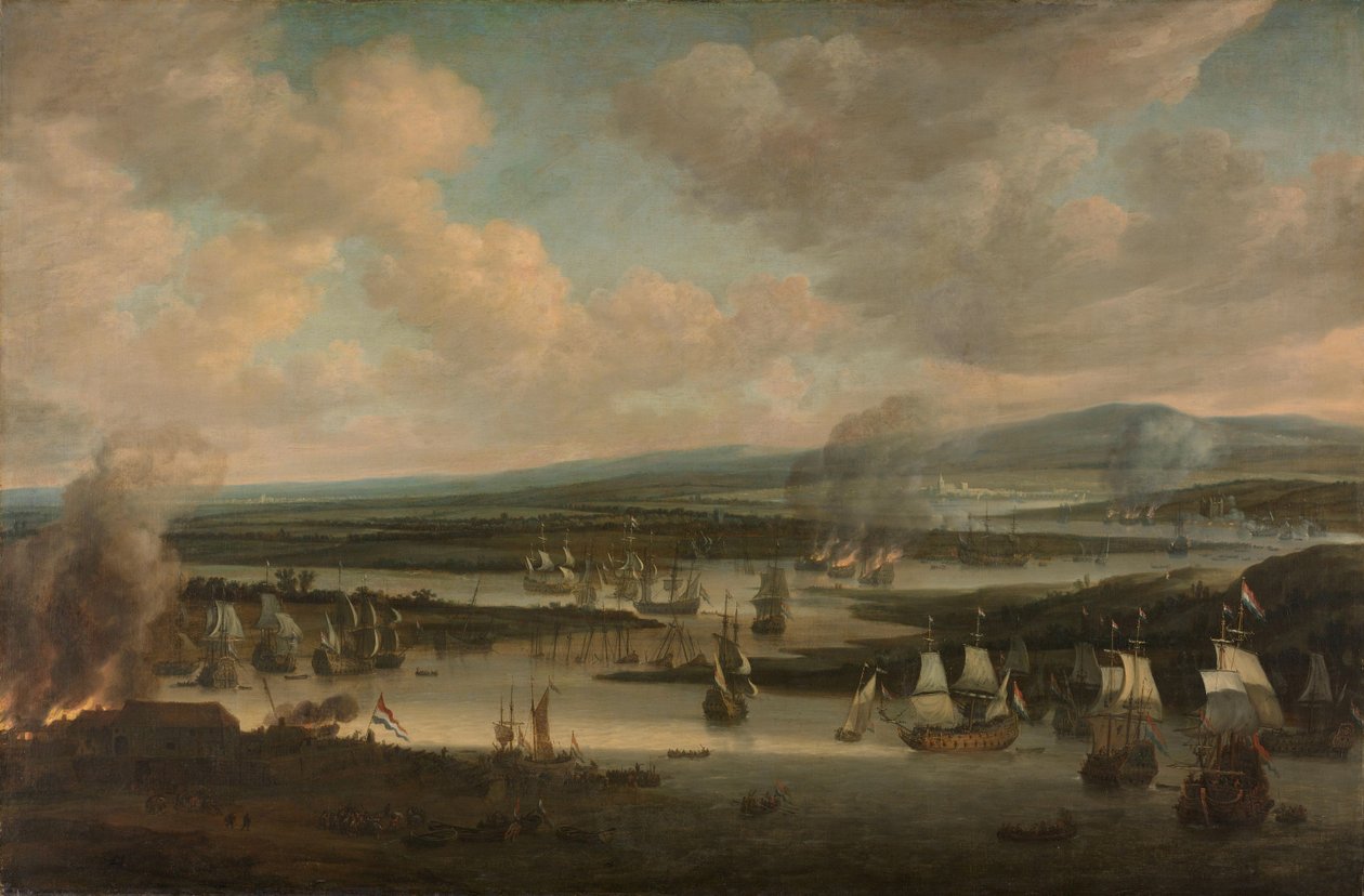 Incendio della flotta inglese vicino a Chatham da Willem Schellinks