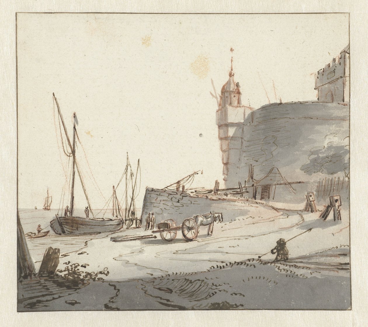 Veduta di un porto presso una cinta muraria da Willem Schellinks