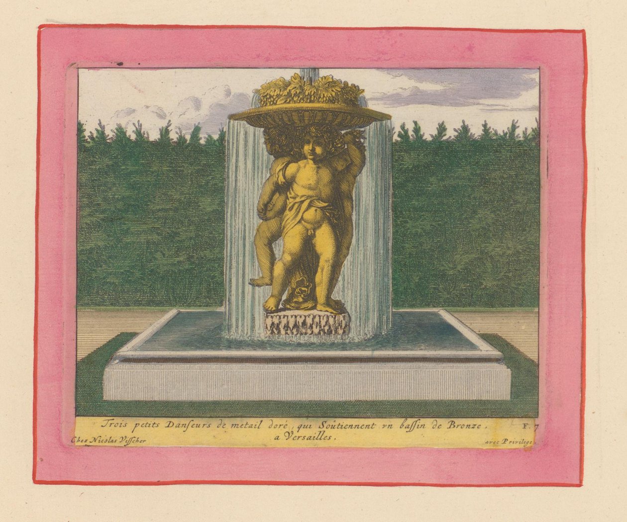 Brunnen mit einer Statue von drei tanzenden Putti, die eine Schale über ihren Köpfen tragen da Willem Swidde