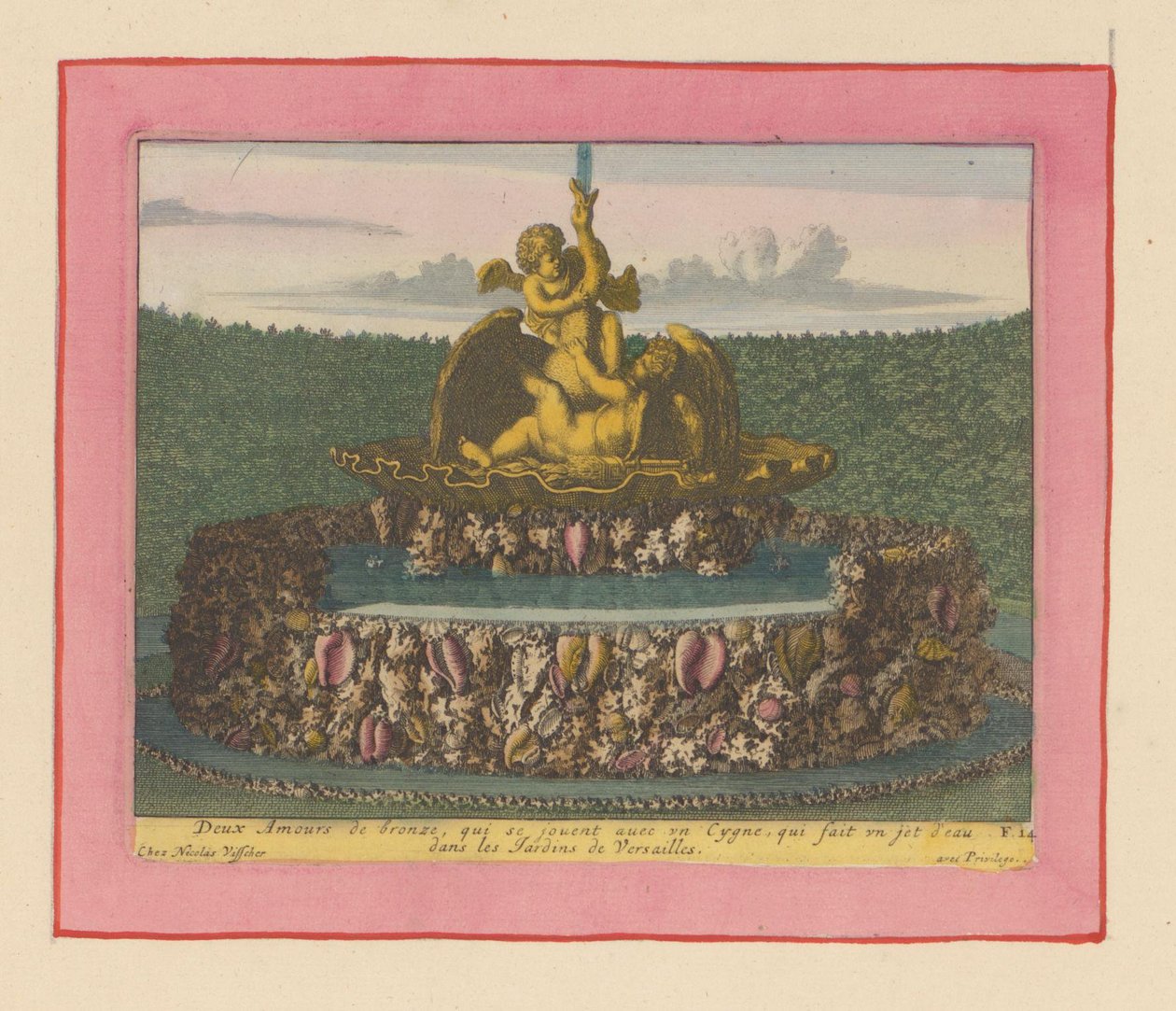 Brunnen mit zwei Putti, die mit einem Schwan spielen da Willem Swidde