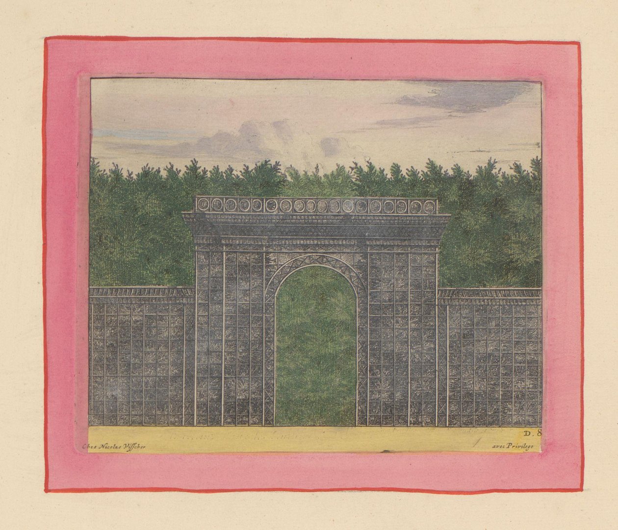 Rechteckiger Pavillon aus Lattenwerk mit Tor für eine Hecke in den Gärten von Versailles da Willem Swidde