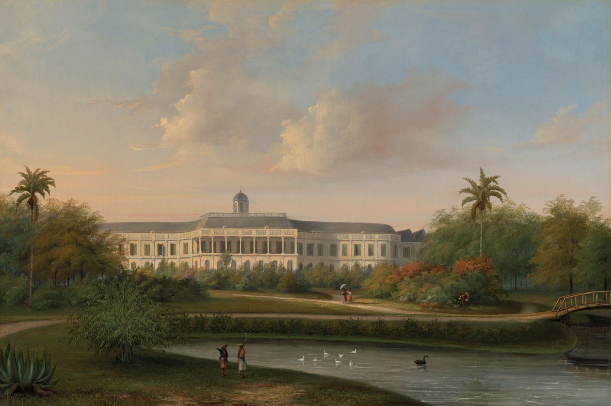 Vista posteriore del Palazzo di Buitenzorg prima del terremoto del 10 ottobre 1834 da Willem Troost (II)