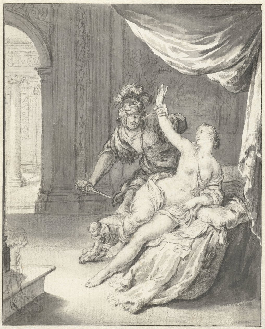 Tarquinius minaccia Lucrezia da Willem Van Mieris