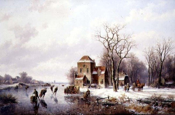 Scena invernale con cavallo e carro su un sentiero da Willem Vester