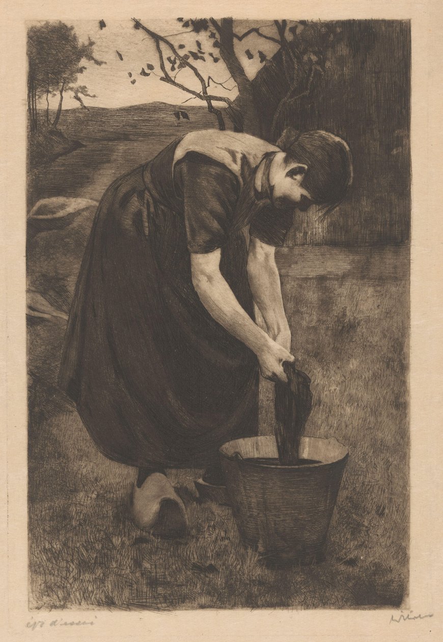 Contadina che lava tessuti in un secchio da Willem Witsen (signed by artist)