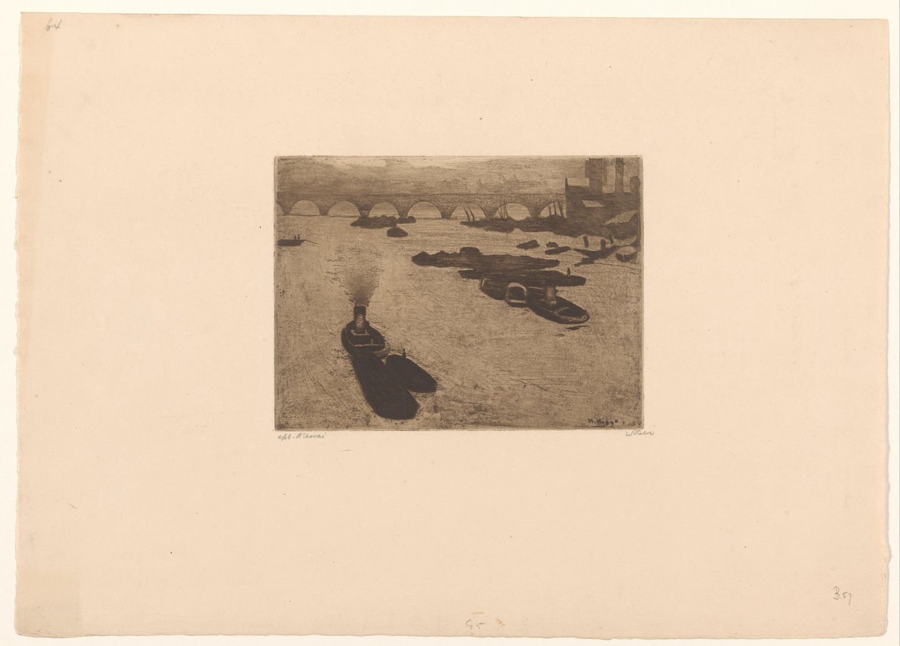 Barche sul Tamigi a Londra da Willem Witsen (signed by artist)
