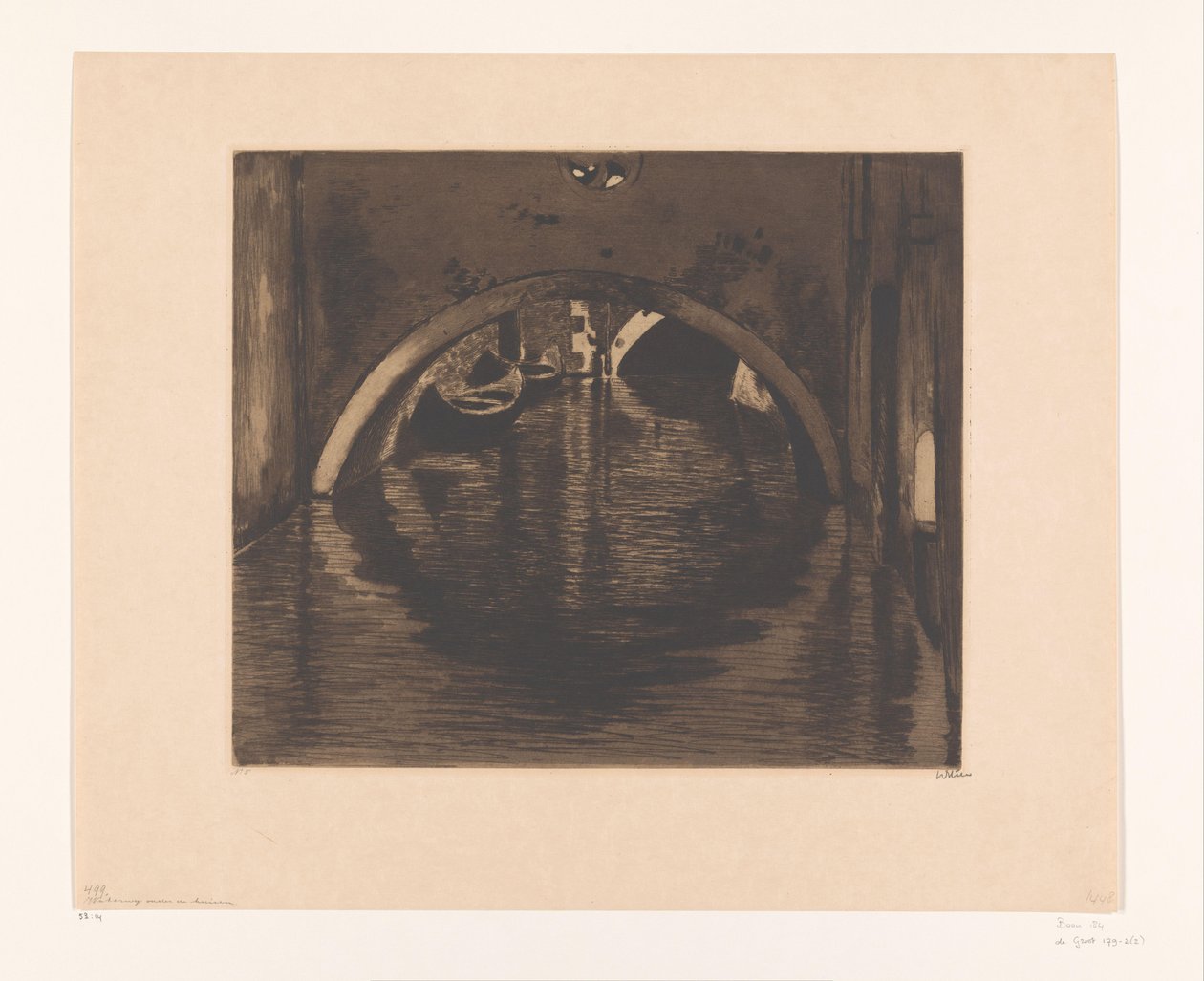 Veduta sotto un ponte con due barche a remi da Willem Witsen (signed by artist)