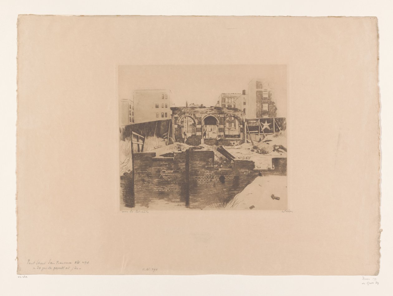 Vista di rovine in Post Street, San Francisco da Willem Witsen (signed by artist)