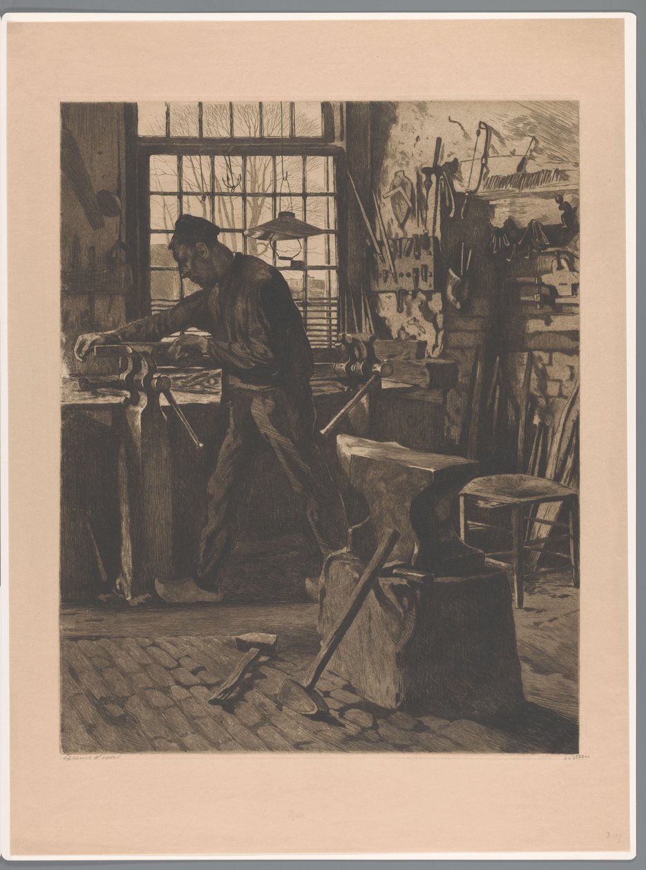 Fabbro al lavoro vicino a una morsa alla finestra da Willem Witsen (signed by artist)