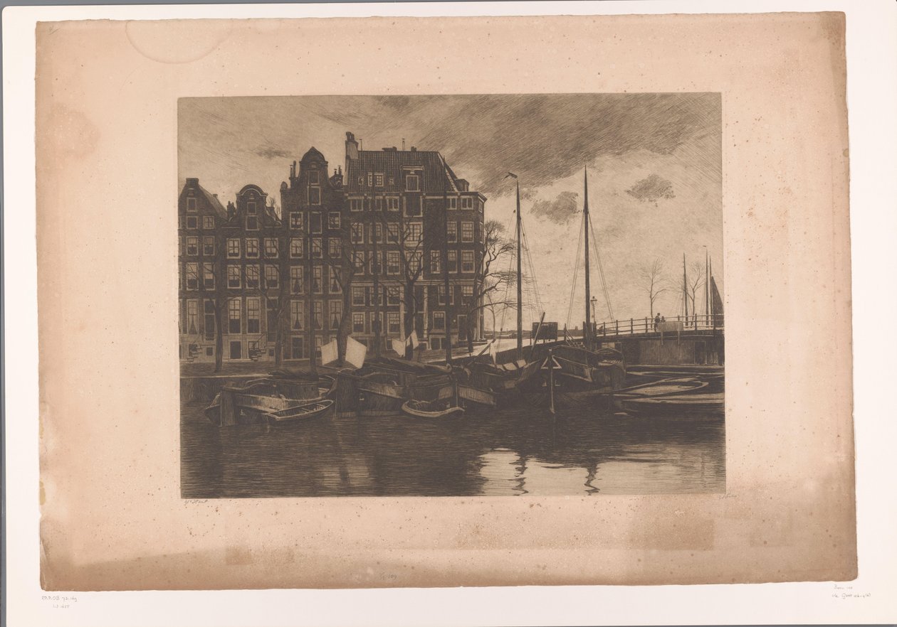 Interno di Amsterdam, con panni stesi sulle navi da Willem Arnoldus Witsen