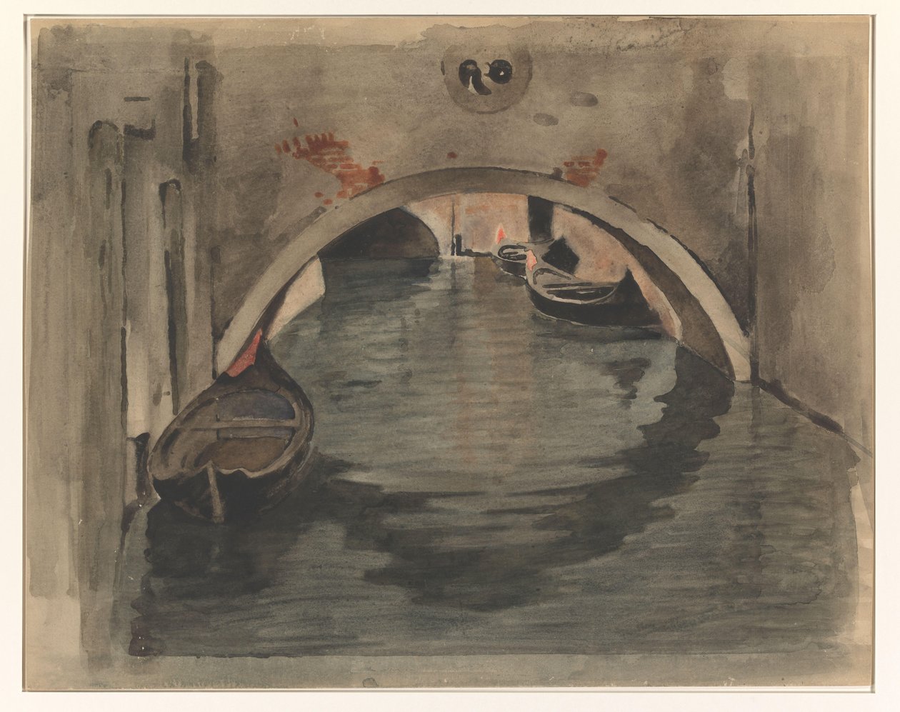 Veduta sotto un ponte ad arco a Venezia da Willem Arnoldus Witsen