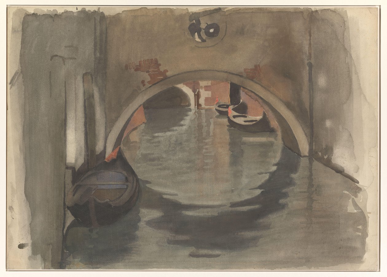 Vista sotto un ponte ad arco a Venezia da Willem Arnoldus Witsen
