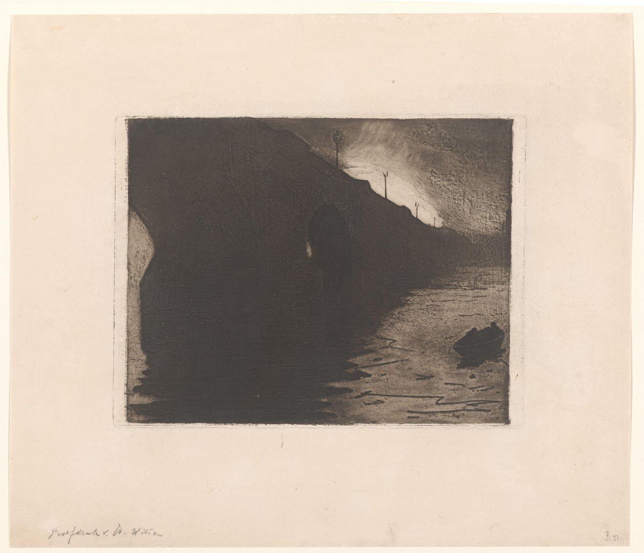 Vista su Waterloo Bridge nella nebbia a Londra da Willem Arnoldus Witsen
