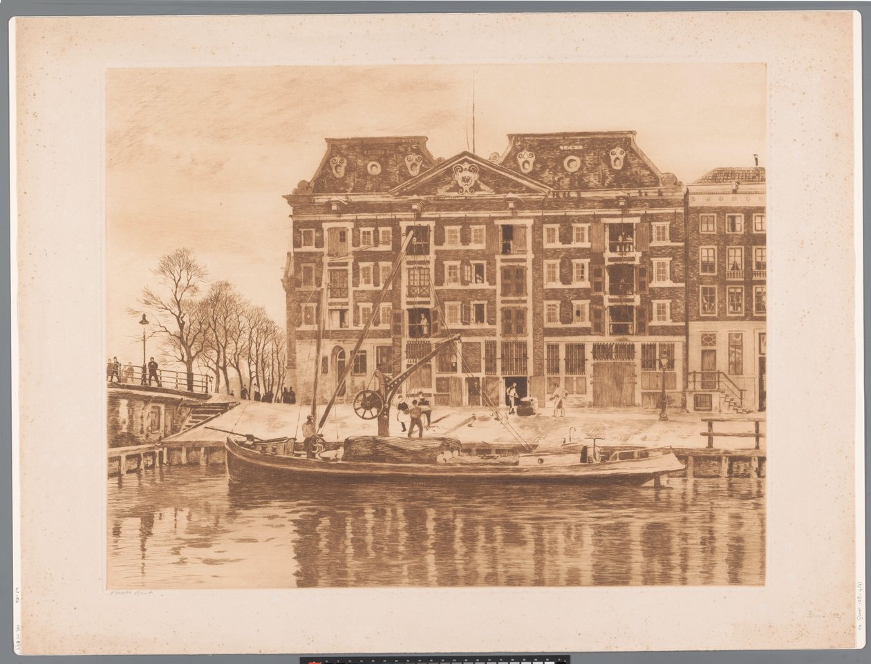 Veduta della facciata del magazzino della WIC vista da Oudeschans da Willem Arnoldus Witsen