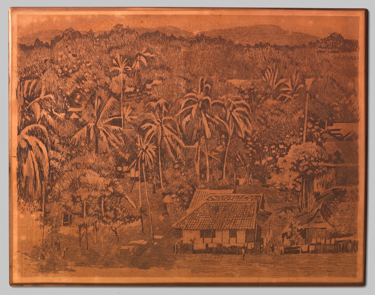 Vista di case e vegetazione a Buitenzorg da Willem Arnoldus Witsen