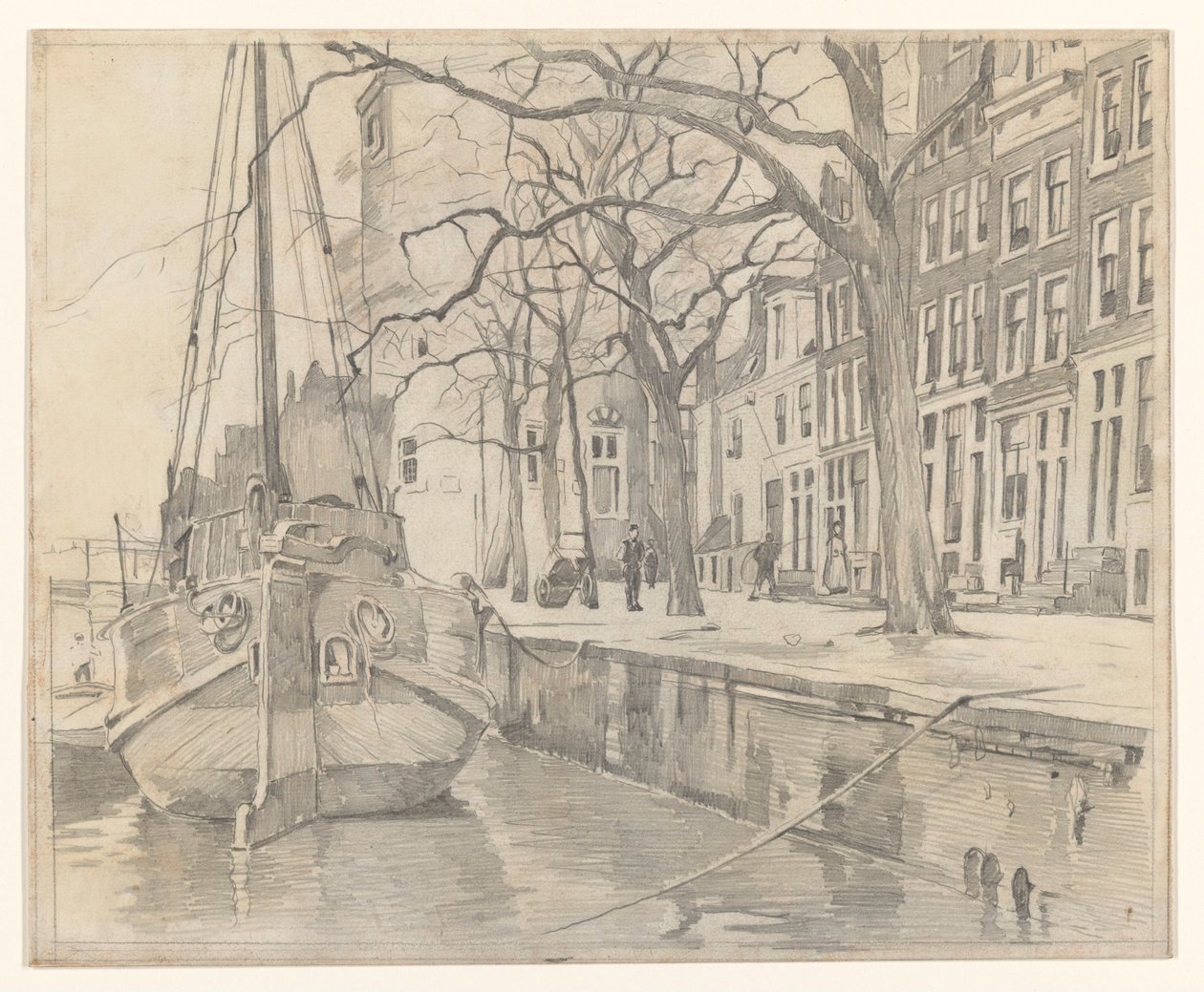 Vista dalla Waalseilandsgracht sulla torre Montelbaan e su alcune case lungo l