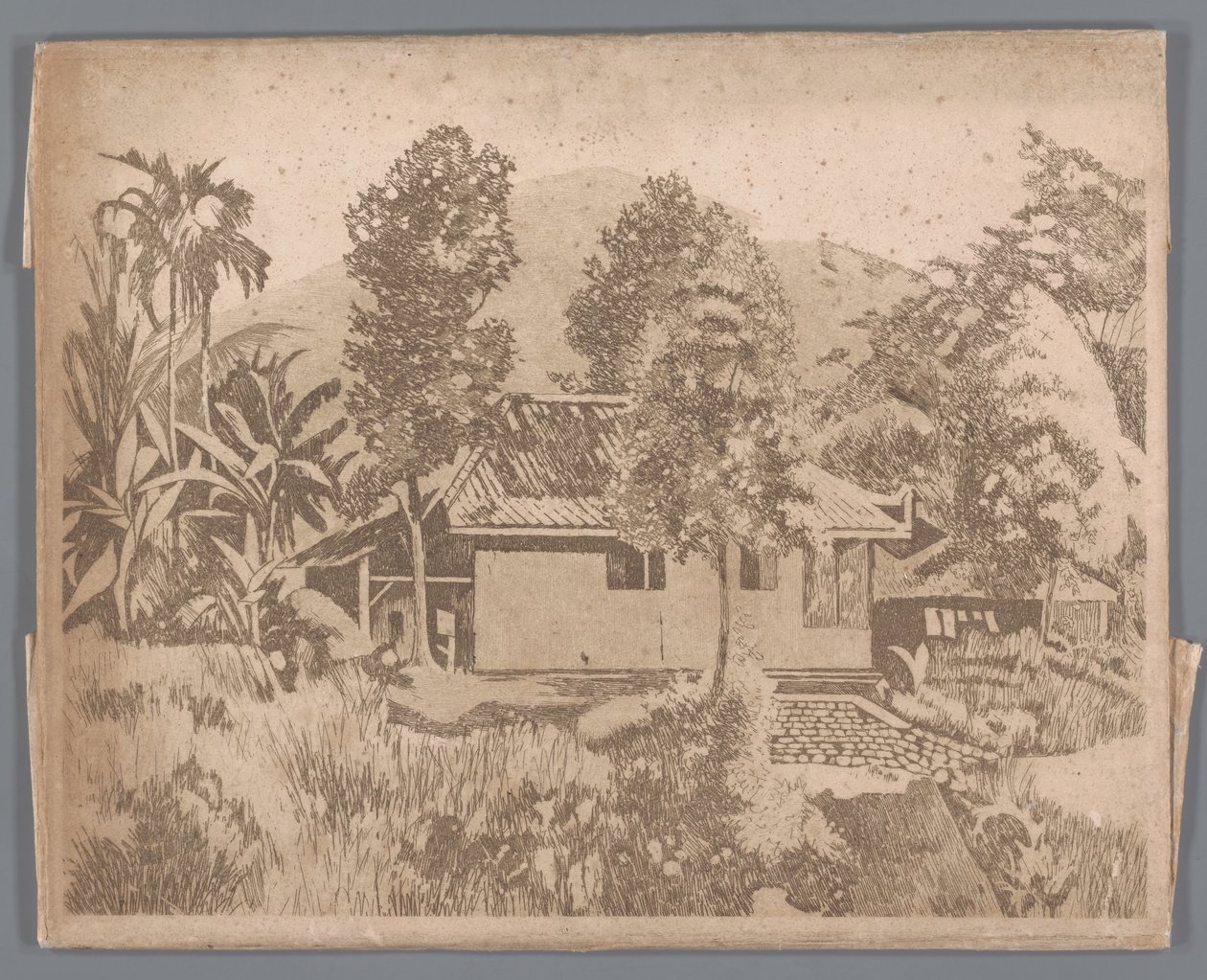Casa con il vulcano Salak(?) sullo sfondo, Buitenzorg da Willem Arnoldus Witsen