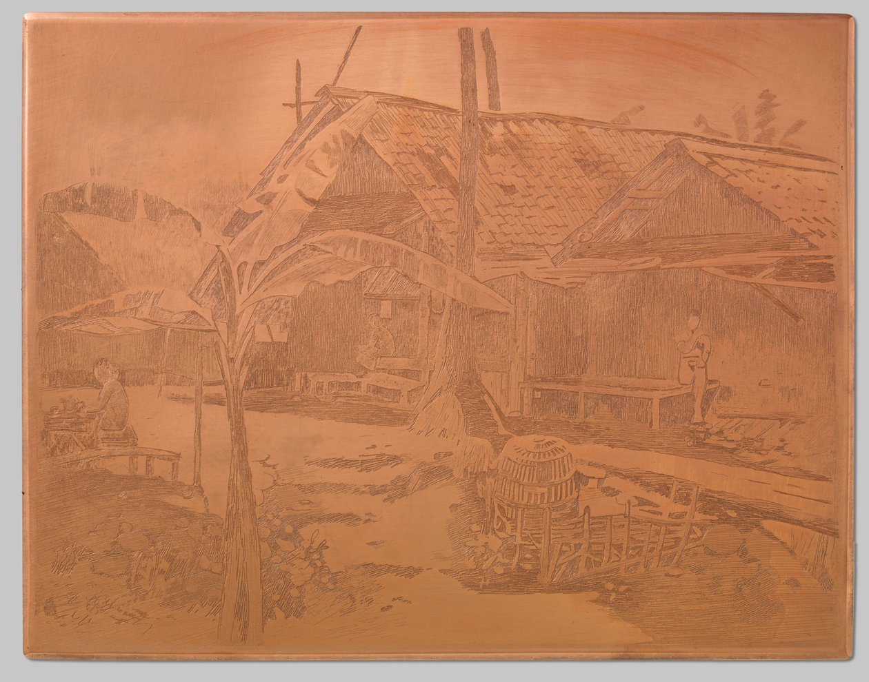 Nel villaggio, albero di banane in primo piano da Willem Arnoldus Witsen