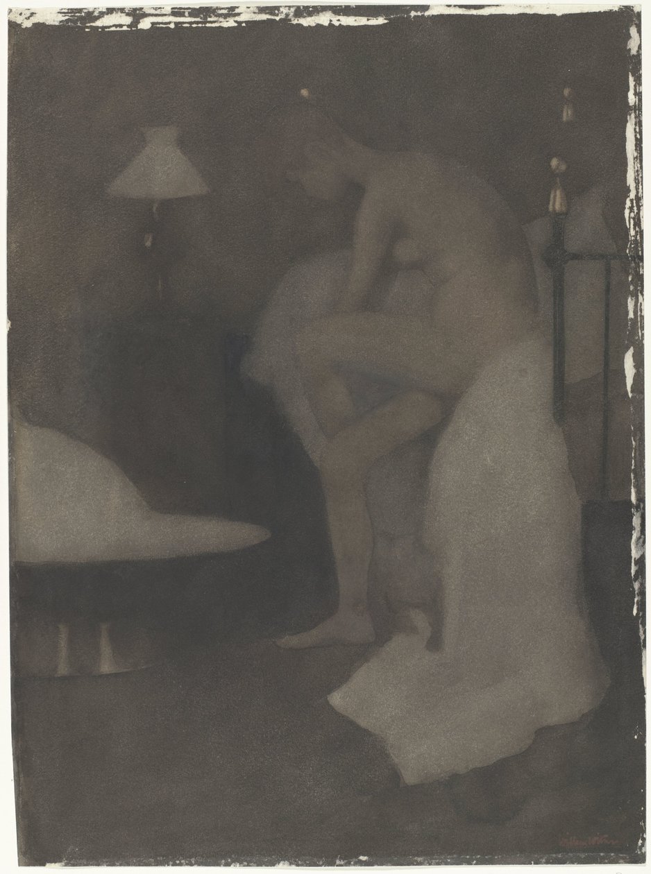 Donna nuda, seduta sul bordo del letto da Willem Arnoldus Witsen