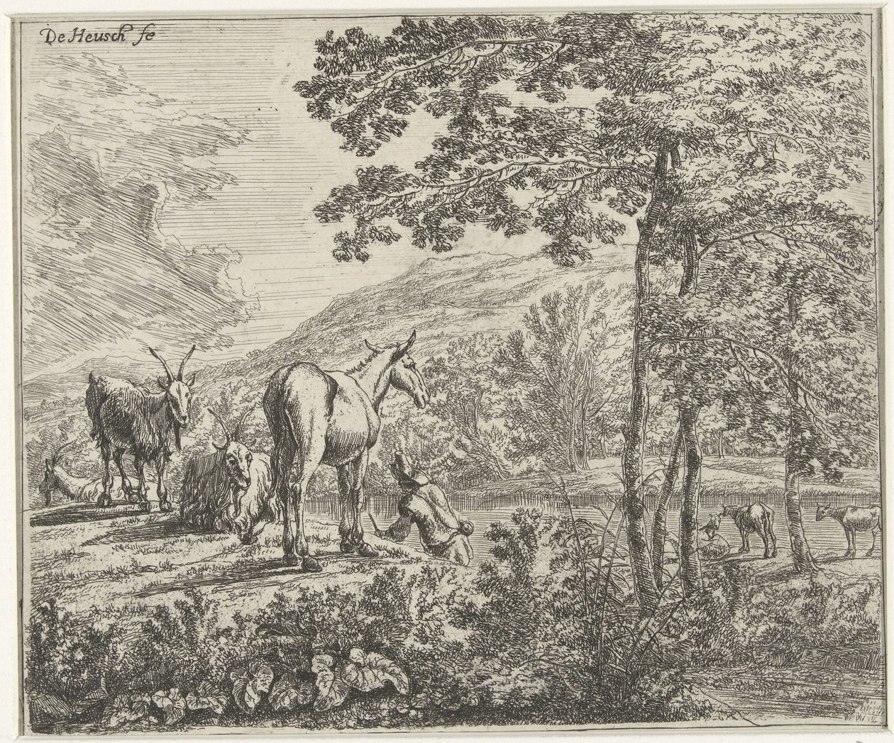 Paesaggio con un mulo e capre da Willem de Heusch