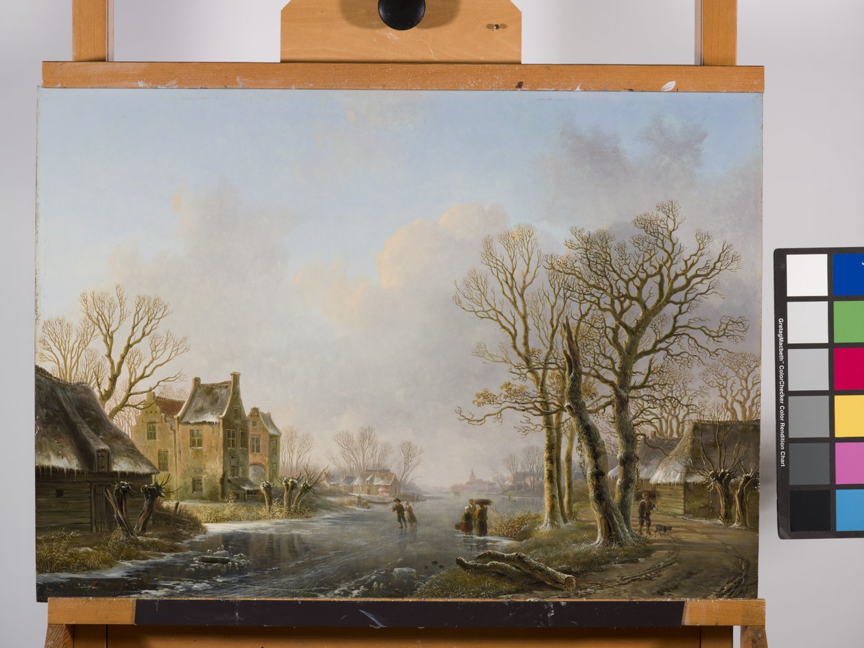 Pattinatori su un fiume ghiacciato, Dordrecht da Willem de Klerk