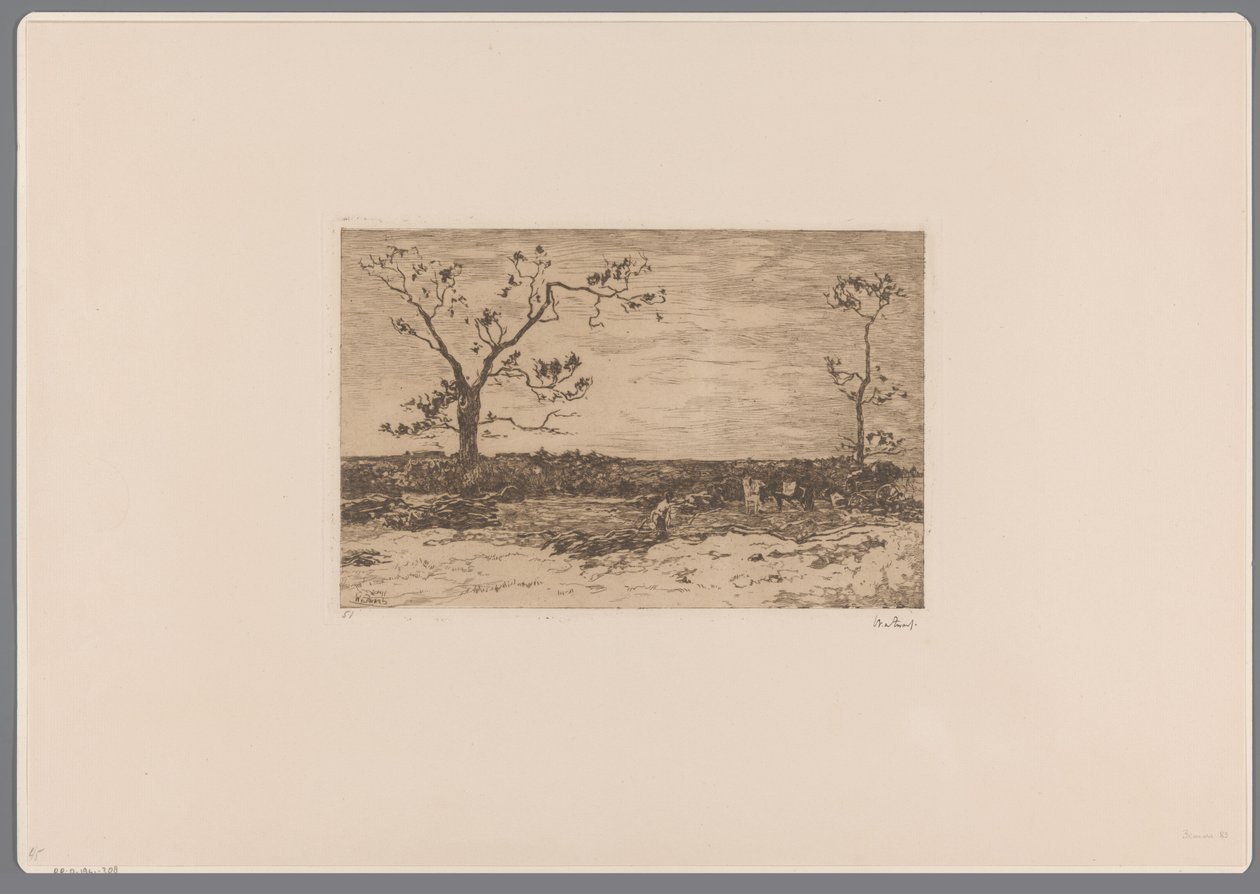 Paesaggio con alberi spogli e boscaioli da Willem de Zwart (signed by artist)