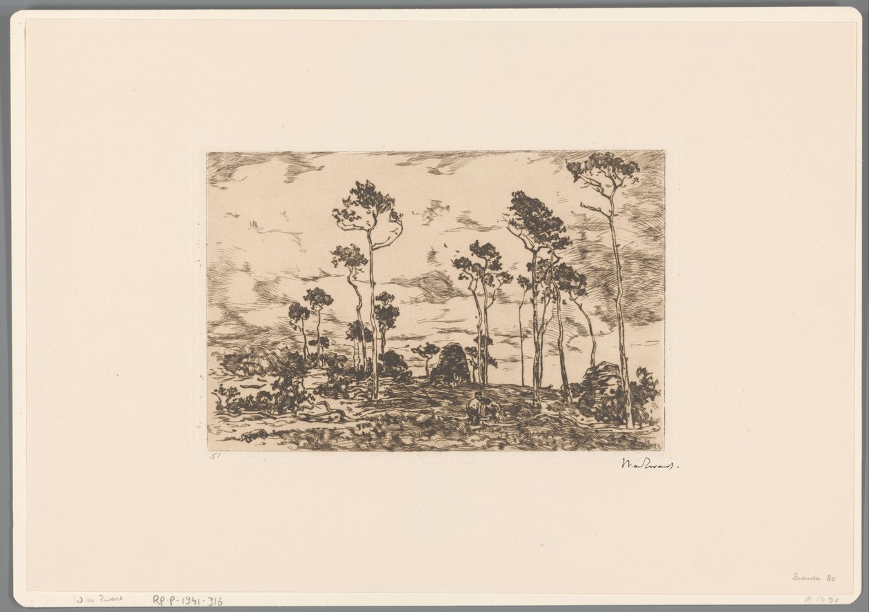Paesaggio con alberi spogli e taglialegna da Willem de Zwart (signed by artist)