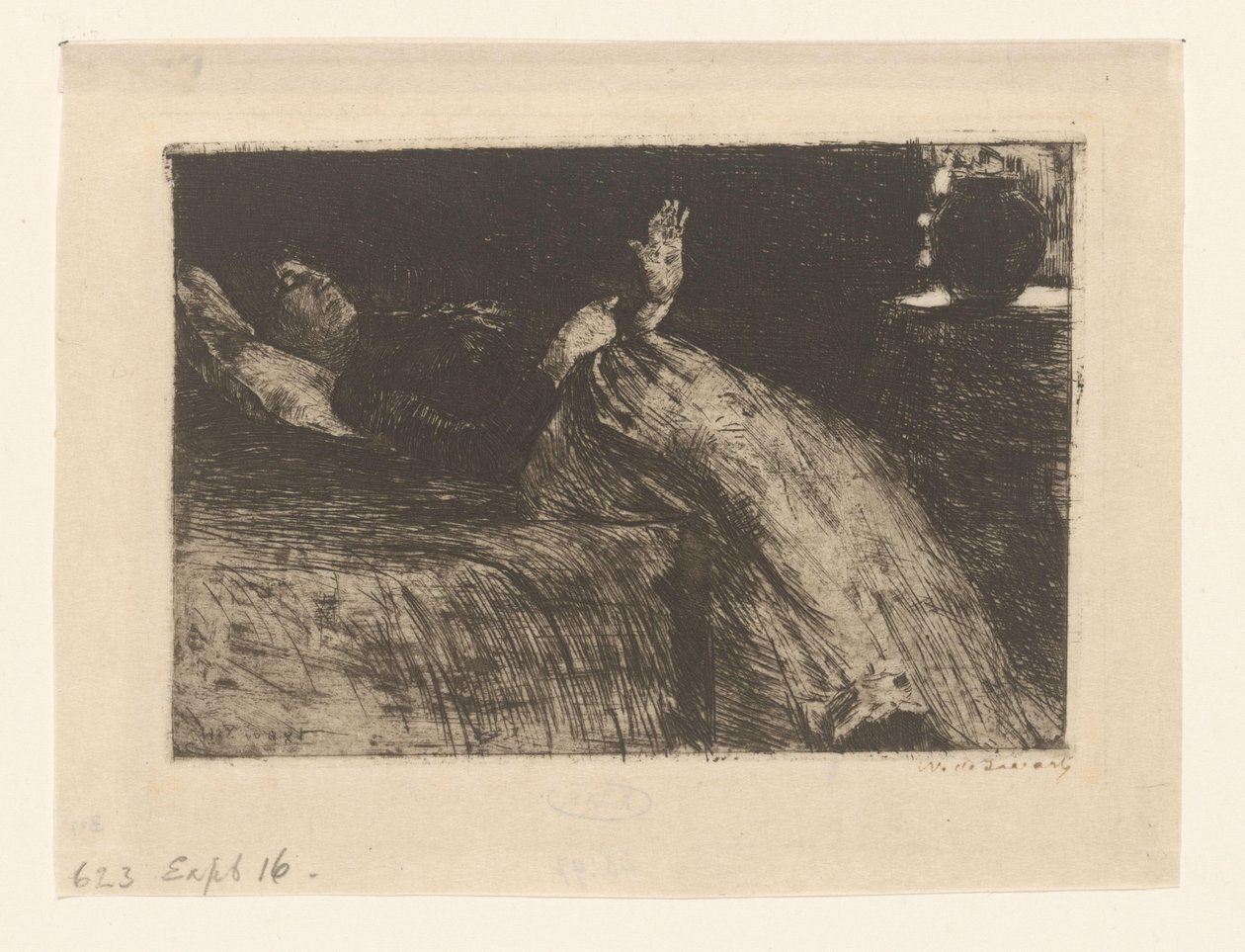 Donna sdraiata da Willem de Zwart (signed by artist)