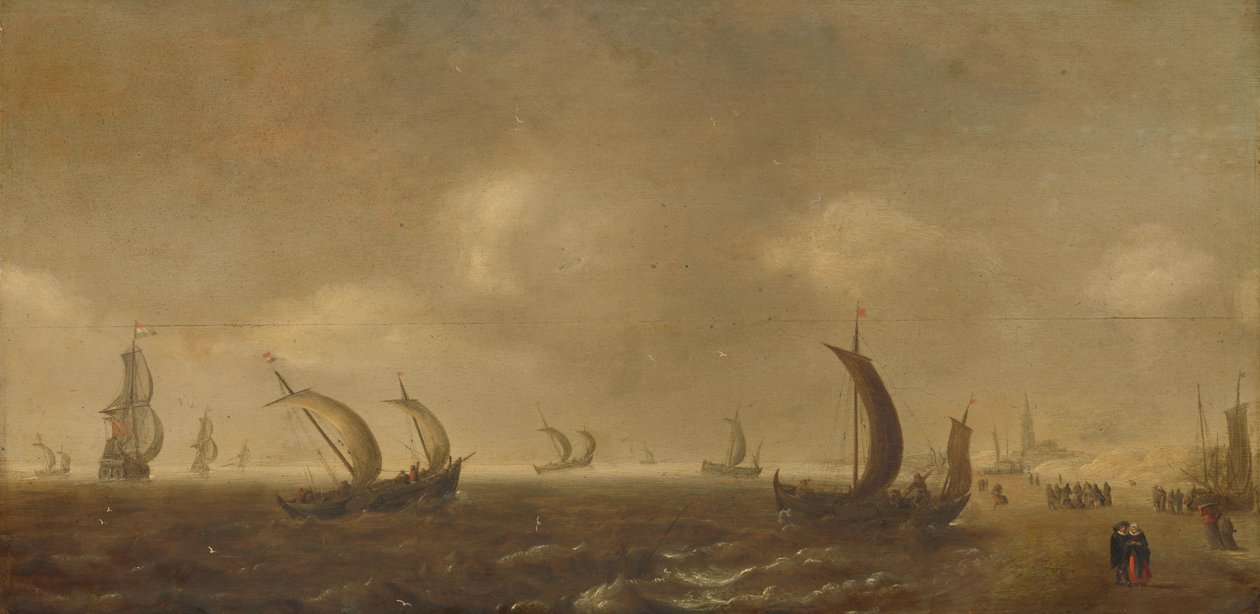 Paesaggio marino sulla spiaggia di Scheveningen da Willem van Diest (attributed to)