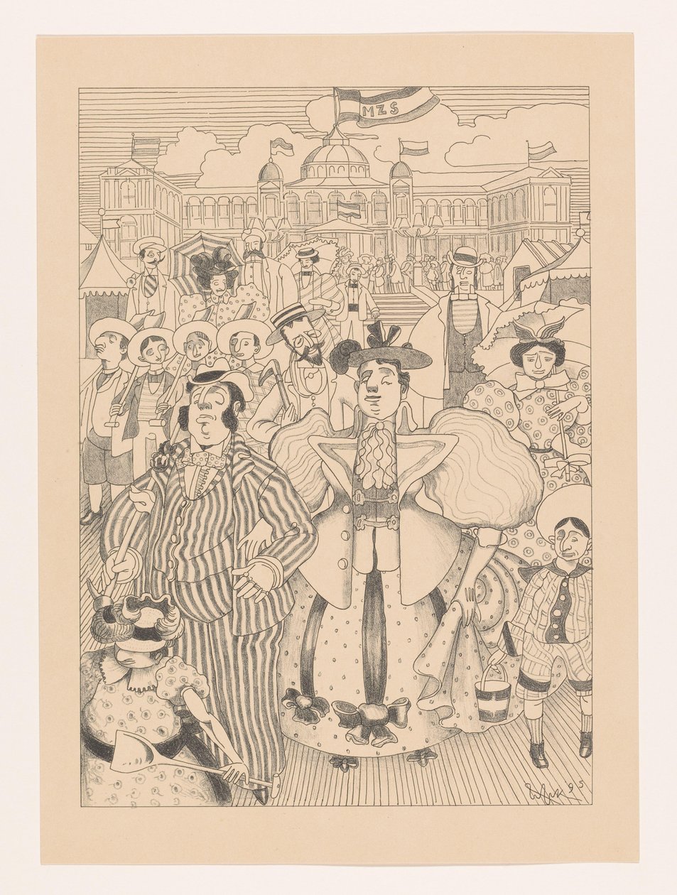 Bagnanti ebrei caricaturali sulla spiaggia di Scheveningen da Willem van Konijnenburg