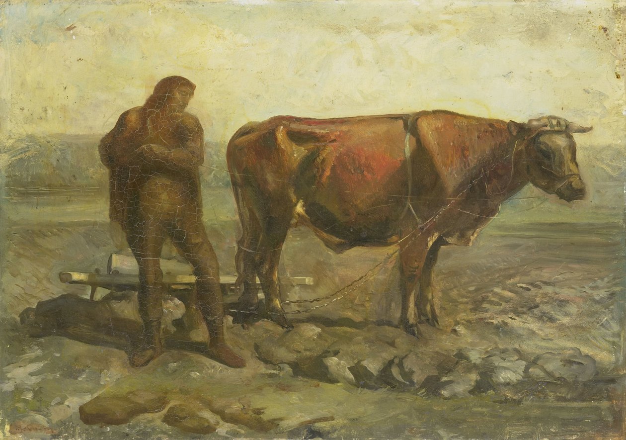 Contadino che ara da Willem van Konijnenburg