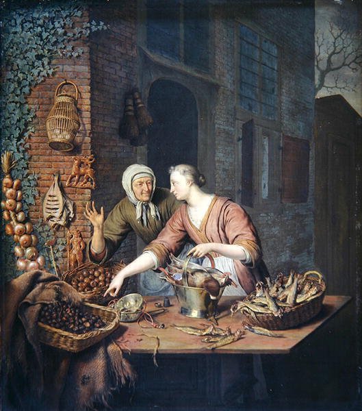 La bancarella del mercato da Willem Van Mieris