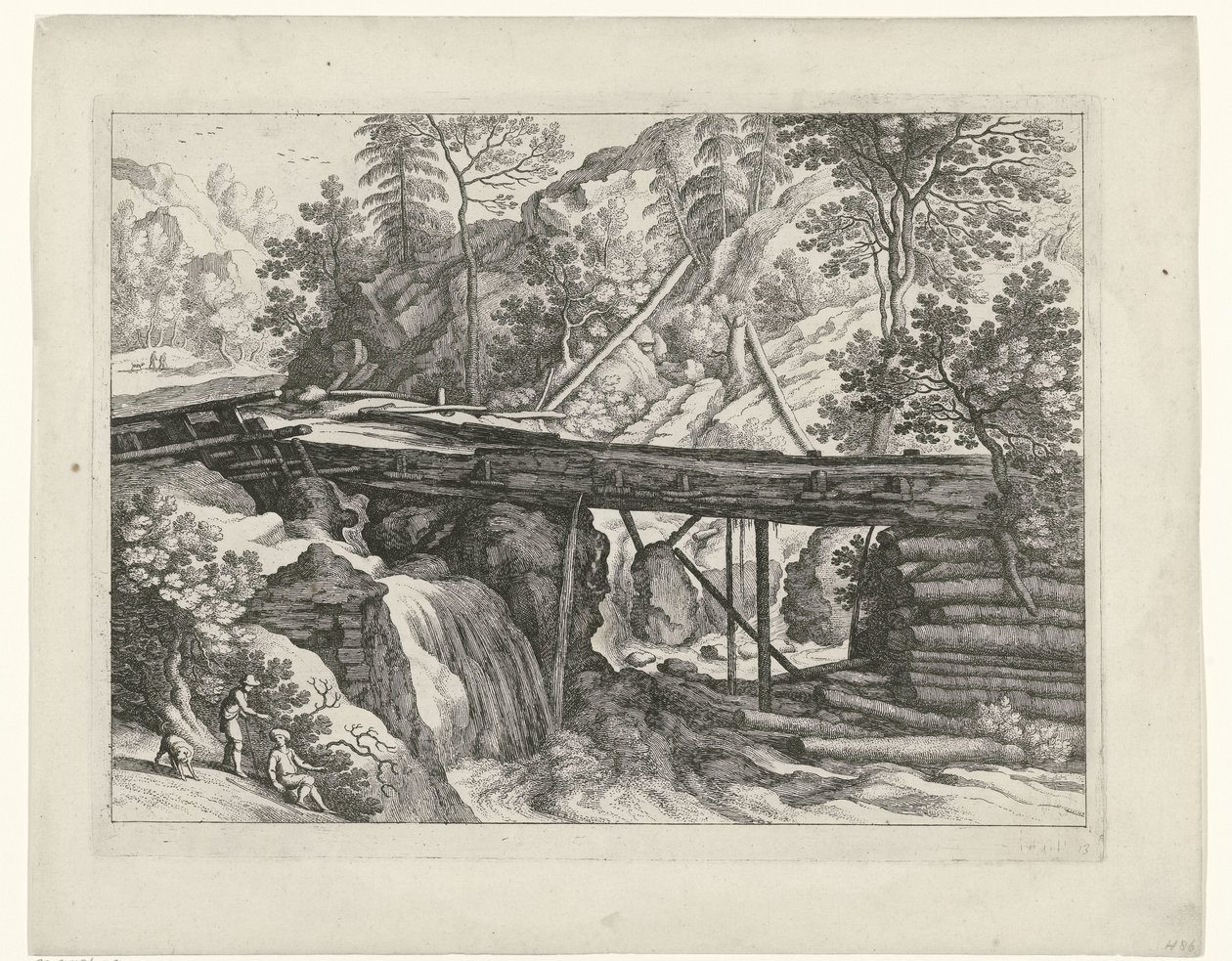 Paesaggio montano con acquedotto in legno da Willem van Nieulandt (II)