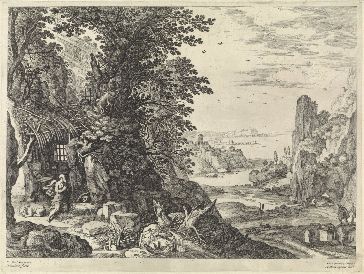 Paesaggio con San Girolamo da Willem van Nieulandt (II)