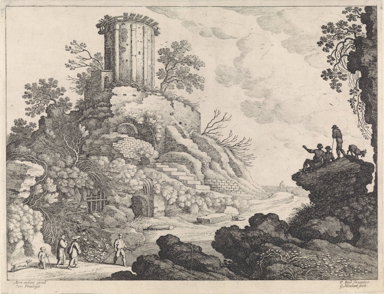 Paesaggio con le rovine di un tempio da Willem van Nieulandt (II)
