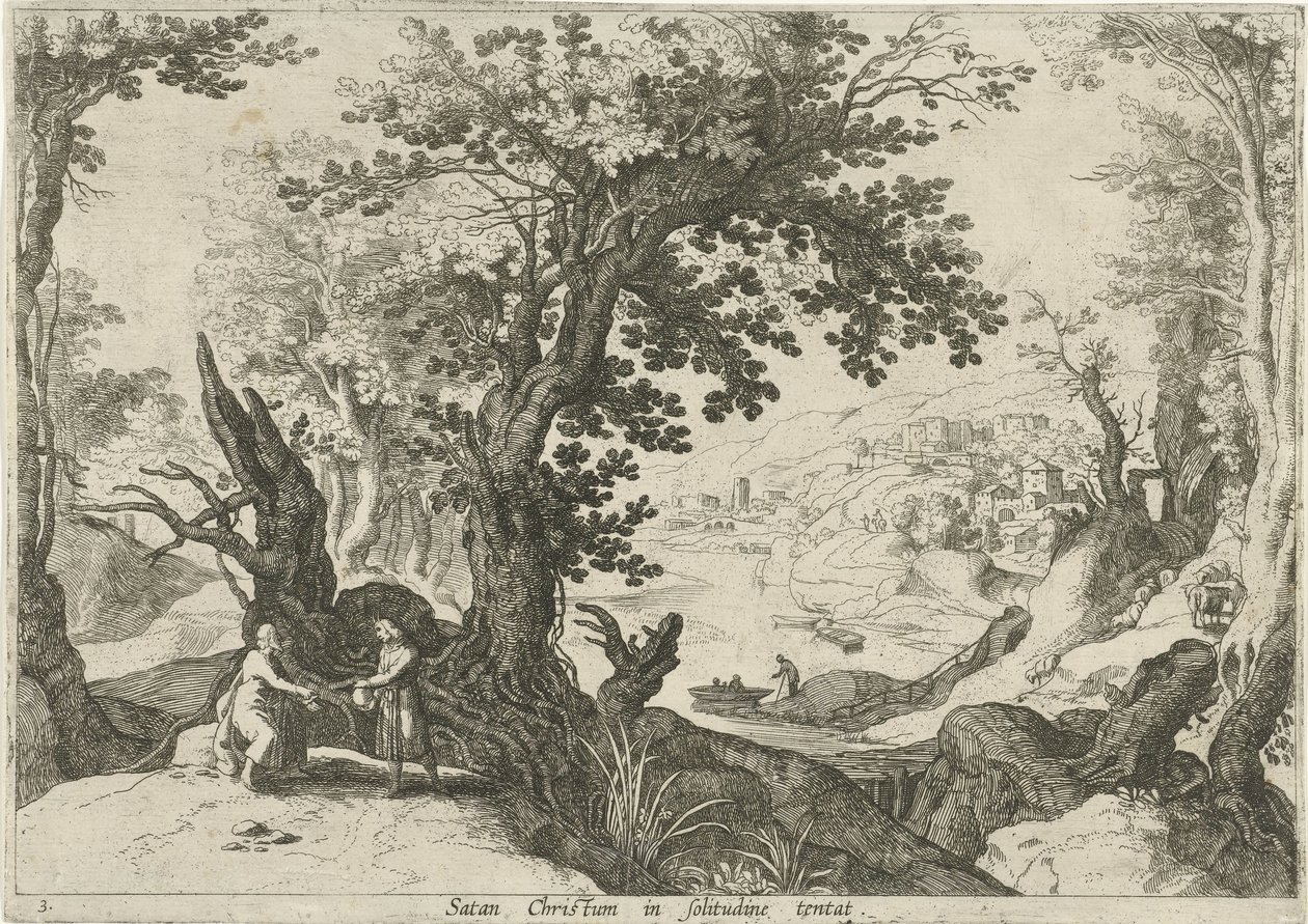 Paesaggio con la tentazione di Cristo da Willem van Nieulandt (II)