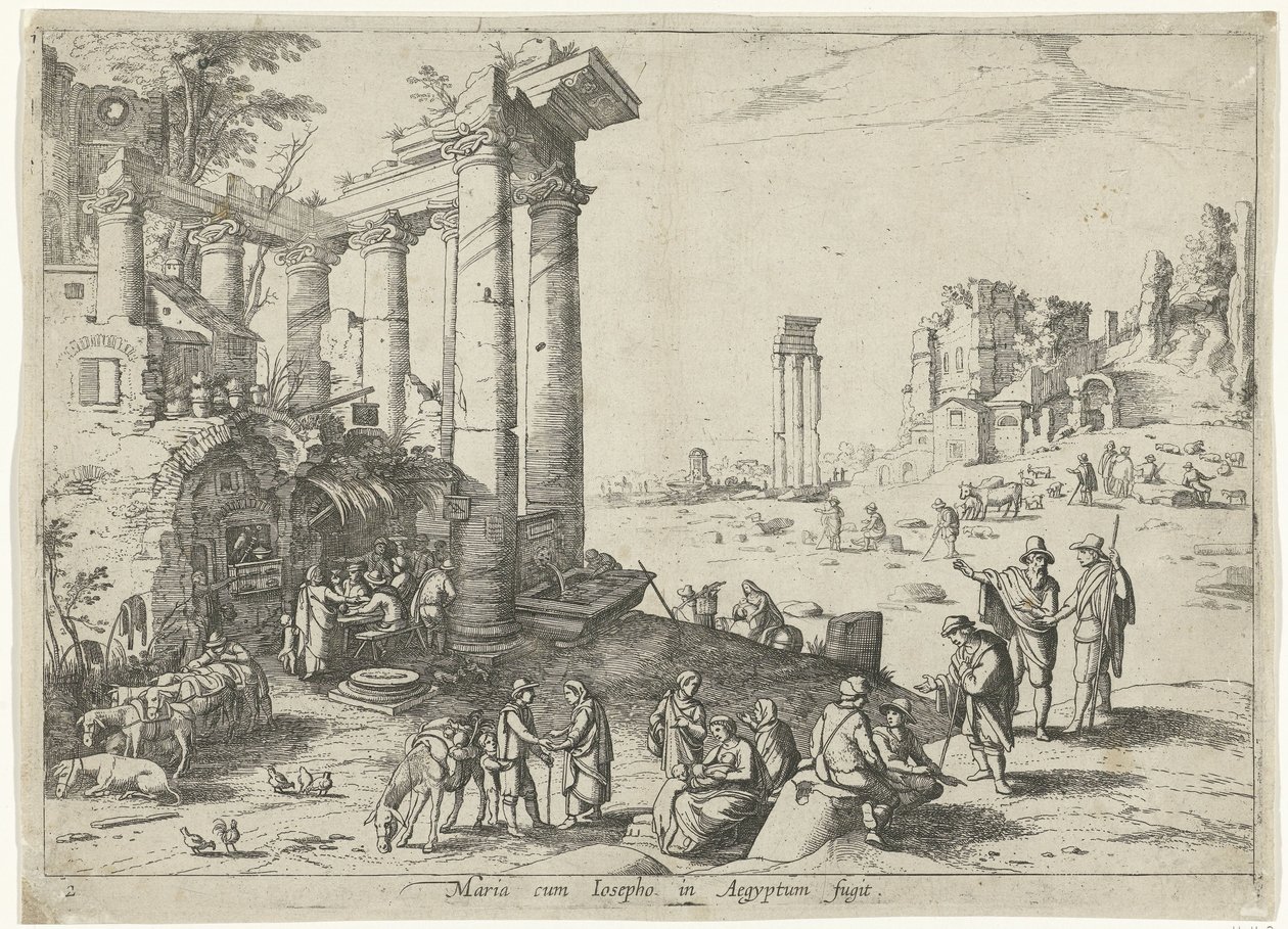 Paesaggio con la fuga in Egitto da Willem van Nieulandt (II)