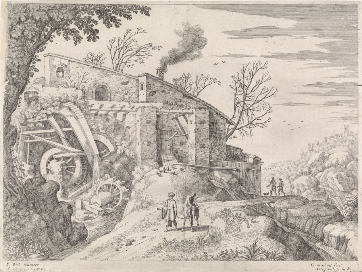 Paesaggio con un mulino ad acqua e il buon samaritano da Willem van Nieulandt (II)