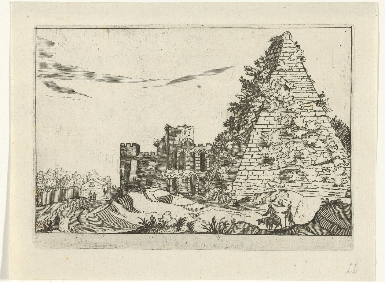 Piramide di Caio Cestio (serie: Rovine romane, serie 2) da Willem van Nieulandt (II)