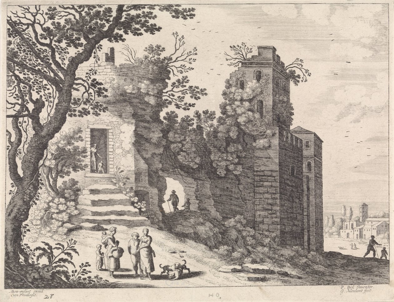 Rovina con un gruppo di donne e bambini da Willem van Nieulandt (II)