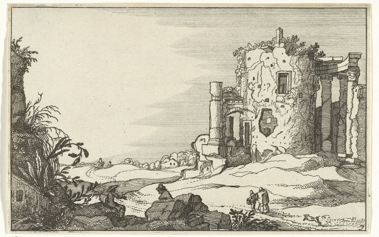 Rovina di un tempio circondato da colonne (serie: Rovine romane e paesaggi costieri) da Willem van Nieulandt (II)