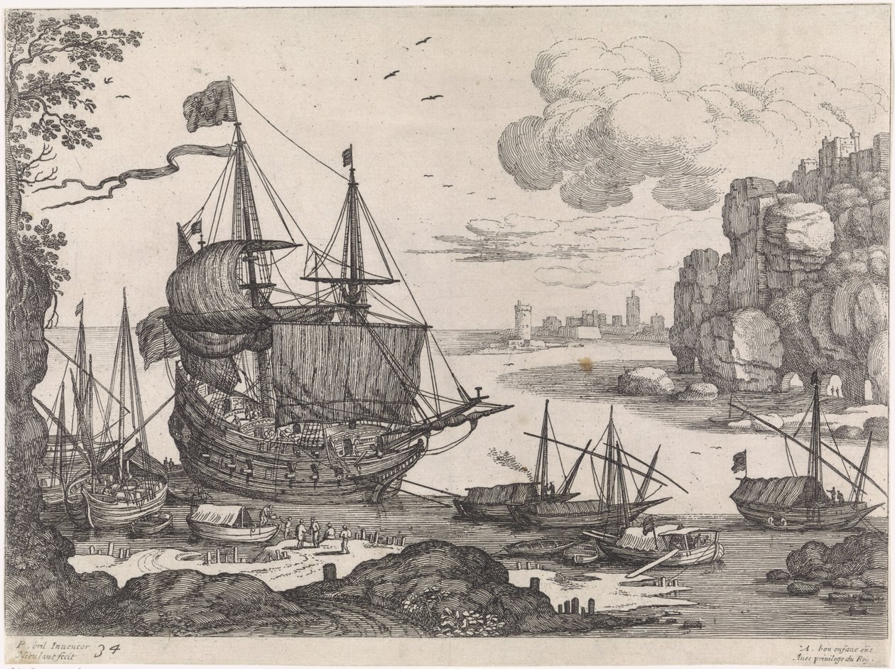 Navi in un porto da Willem van Nieulandt (II)