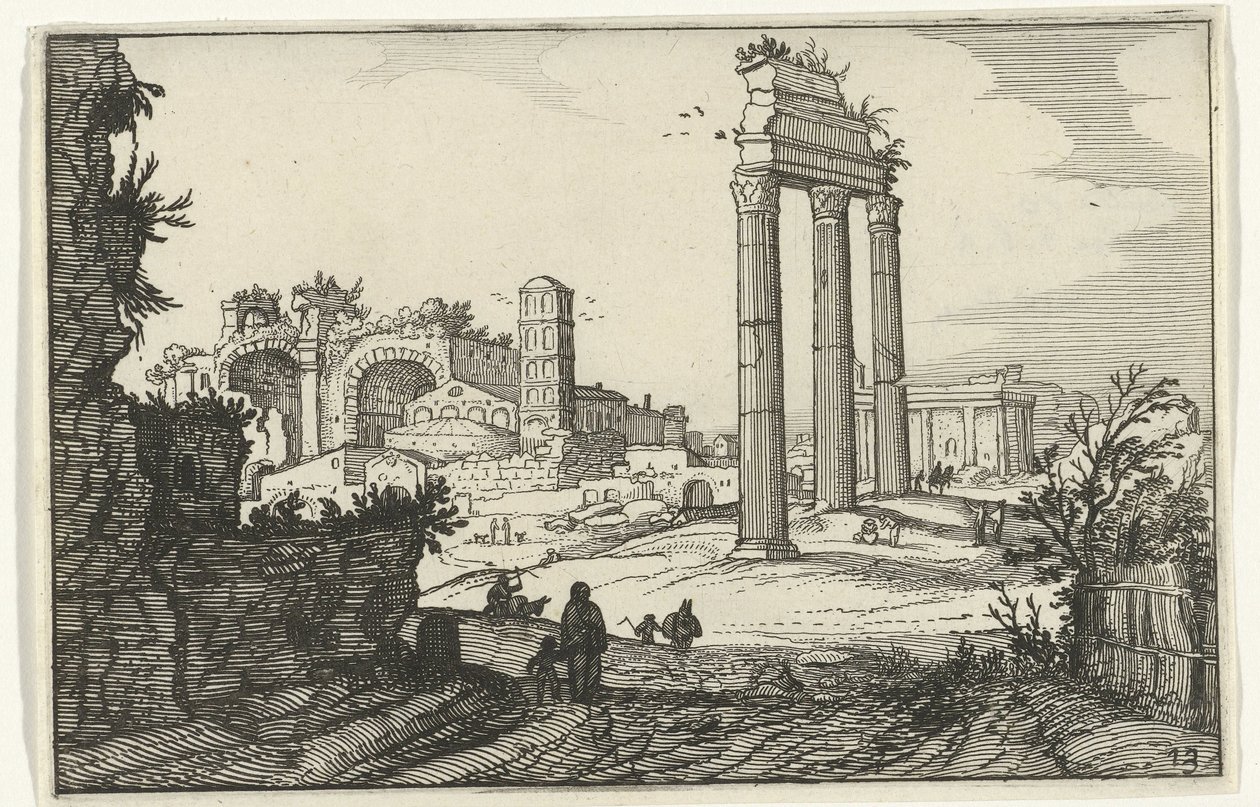 Tempio di Castore e Polluce e la basilica di Costantino da Willem van Nieulandt (II)