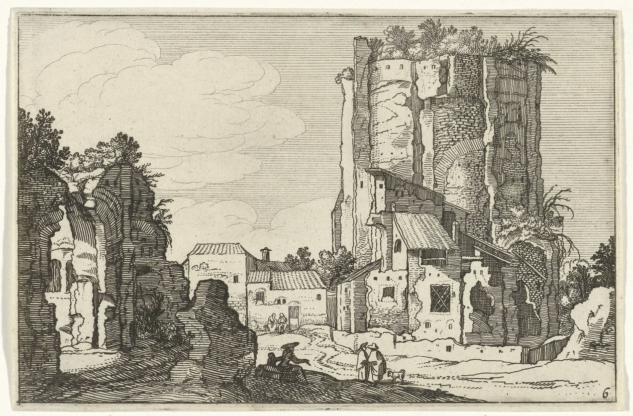 Due rovine (Rovine romane e paesaggi costieri, serie 1) da Willem van Nieulandt (II)
