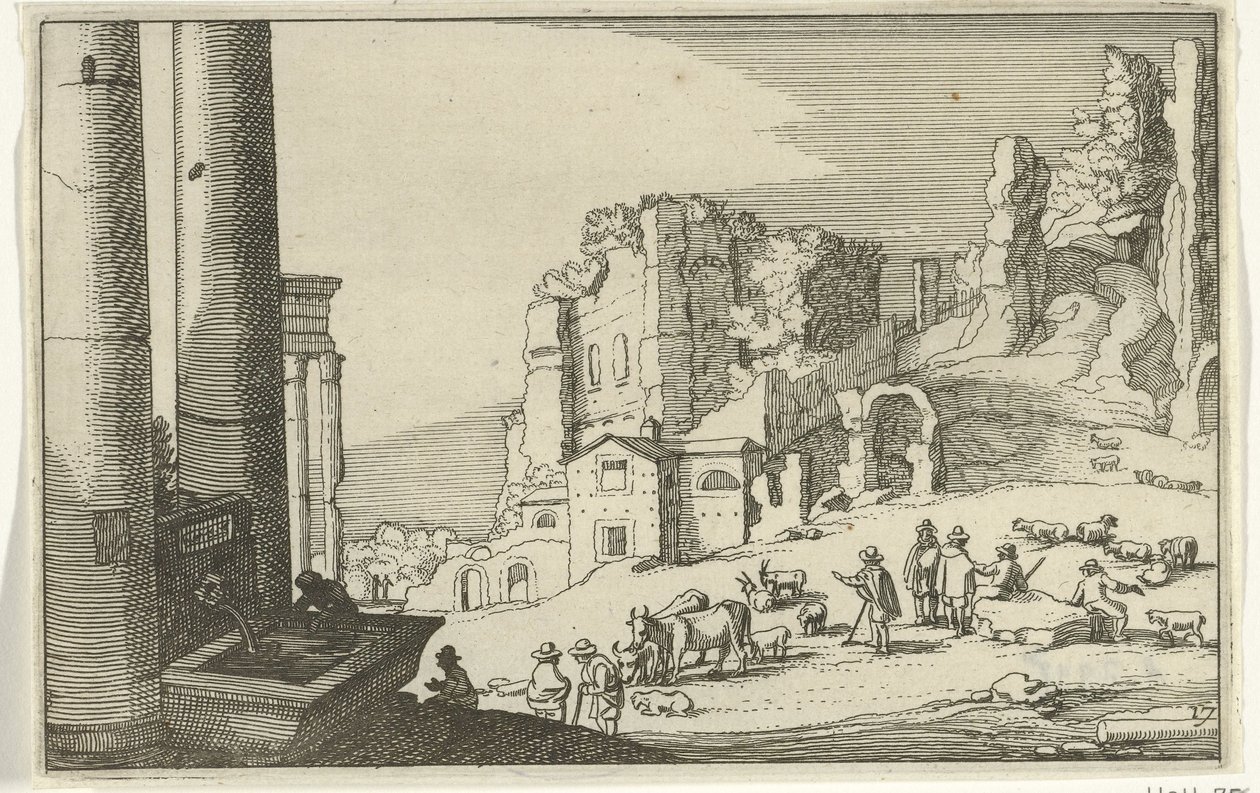 Bestiame tra rovine romane da Willem van Nieulandt (II)