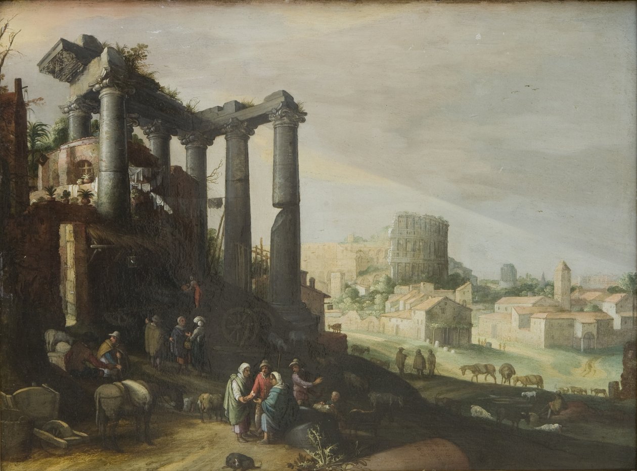 Paesaggio con vista del Campo Vaccino a Roma da Willem van Nieulandt d.Y.