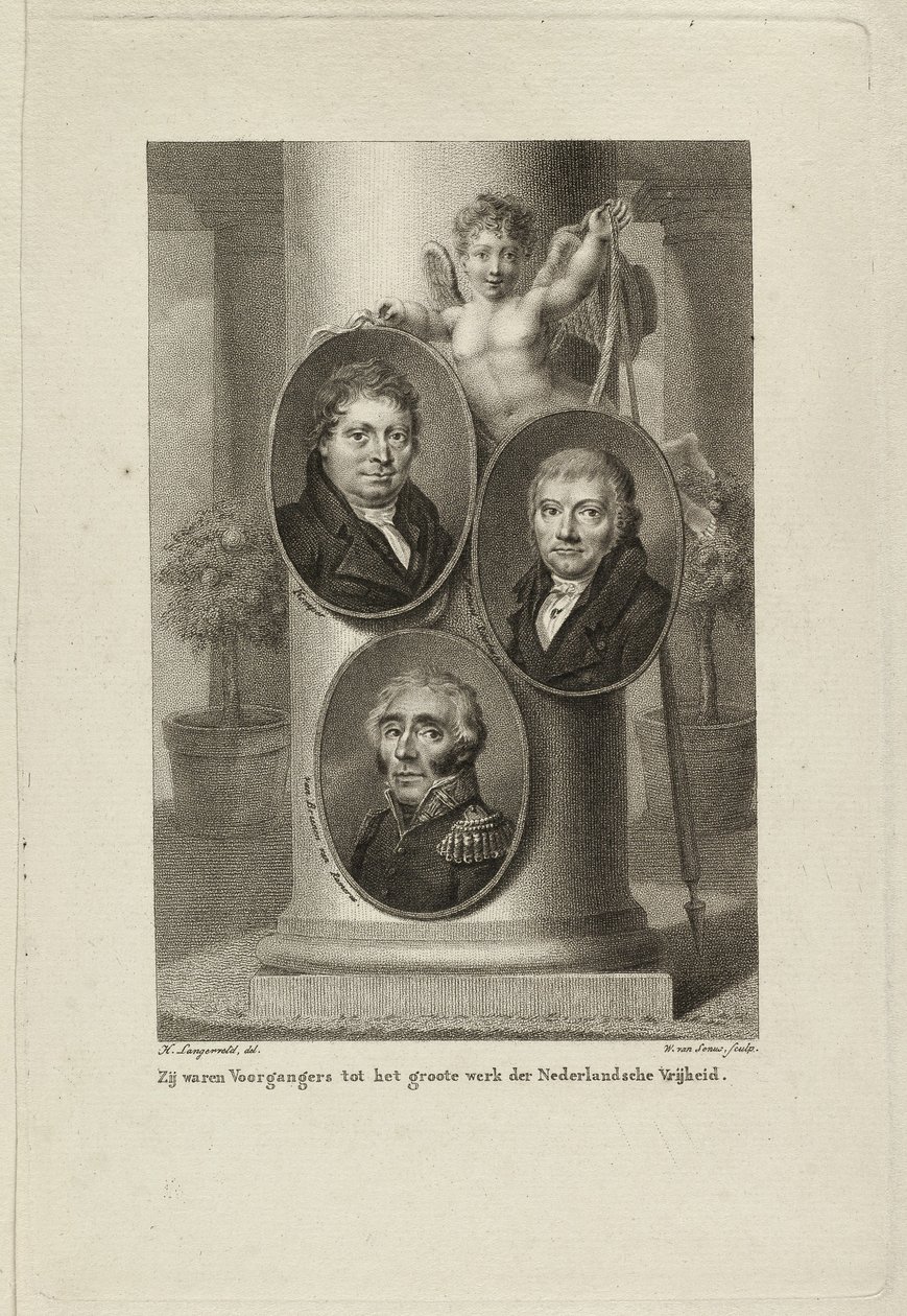 Memoriale con i ritratti di Joan Melchior Kemper, Cornelis Anthony Fannius Scholten, Gijsbert Carel Rutger Reinier van Brienen van Ramerus. NL-HlmNHA 1477 53011449 da Willem van Senus
